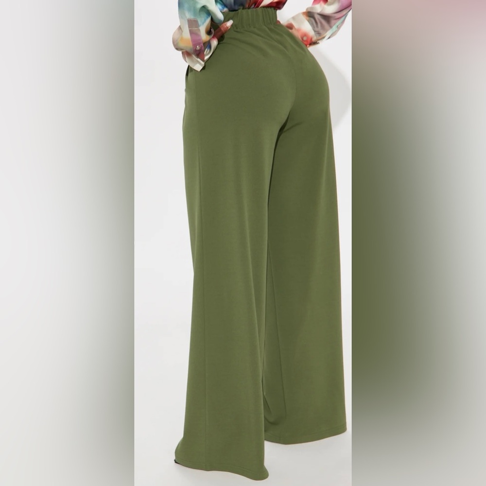 Fashion Nova Olive Green Wide Leg Pants